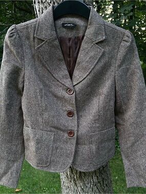 Vintage Y2K Kaity Brown Flecked Tweed Blazer Jacket